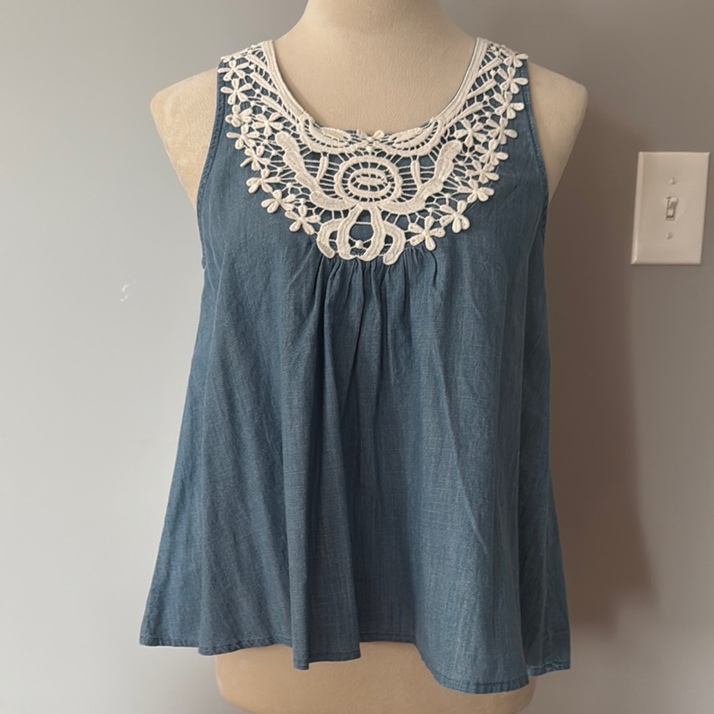 Zara Blue Chambray Tank Top